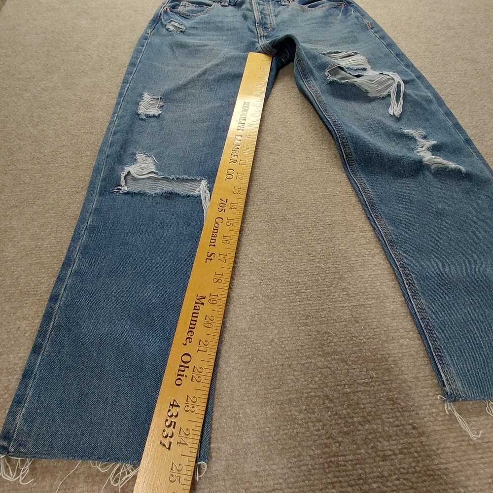 Old‎ Navy High Rise Slouchy Straight Crop Jeans Womens Size 2 Distress Raw Hem - Picture 7 of 10